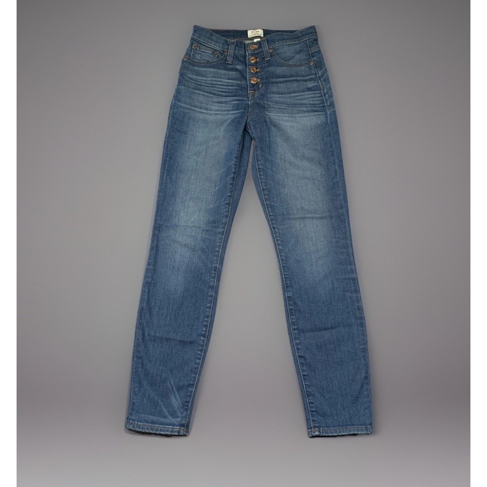 Women's J. Crew Jeans Sz 25x27 Lookout High‎ Rise Skinny Med Wash Denim Stretch